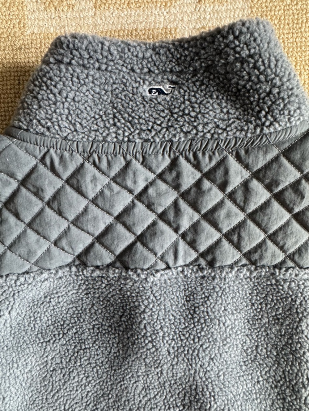 Vineyard Vines Sherpa Fleece Quilted Vest Preppy Gray Full Zip Medium - Picture 9 of 12